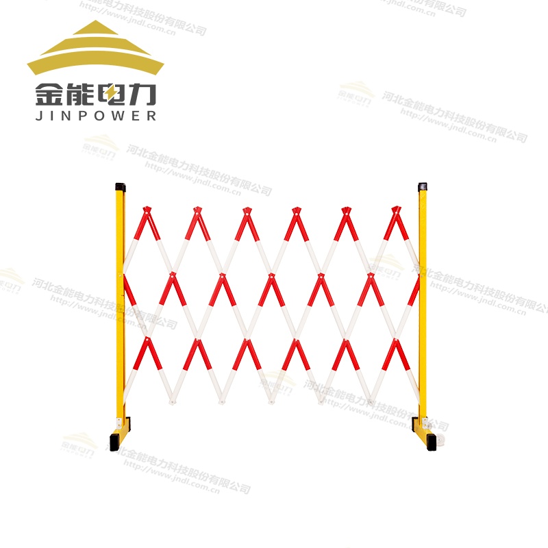 玻璃鋼紅白圓管伸縮圍欄底座可加萬向輪